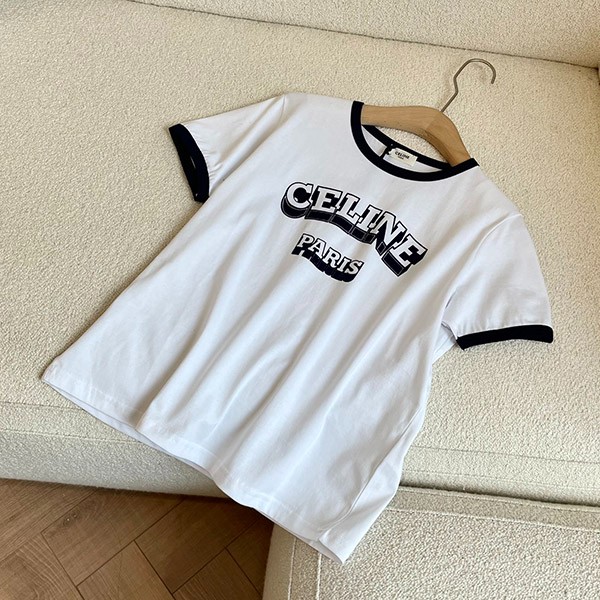 売上総額１位！セリーヌ PARIS 70S Tシャツ 偽物 コットンジャージー ホワイト 2X36H671Q
